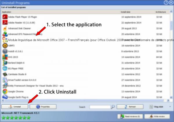 Uninstall Module linguistique de Microsoft Office 2007 – French/Français (pour Office Outlook 2007 avec le Gestionnaire de contacts professionnels SP1)